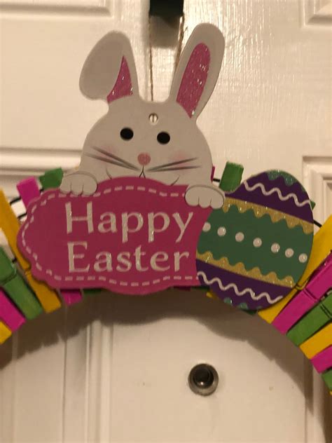 Easter Wreath Happy Easter Clothespin Wreath Etsy