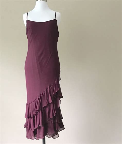 Vintage Silk Slip Dress Plum Chiffon Medium M Etsy Chiffon Dress