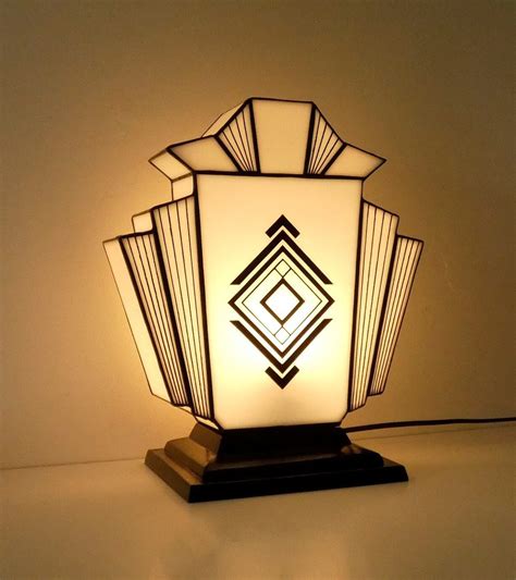 Large Art Deco Lamp 1932 Stained Glass Tiffany