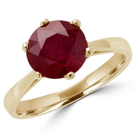 Bijoux Majesty Round Cut Red Ruby Gemstone Solitaire 6 Prong