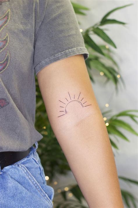 Sunsetsunrise Fine Line Minimalist Tattoo Elbow Tattoos Above Elbow