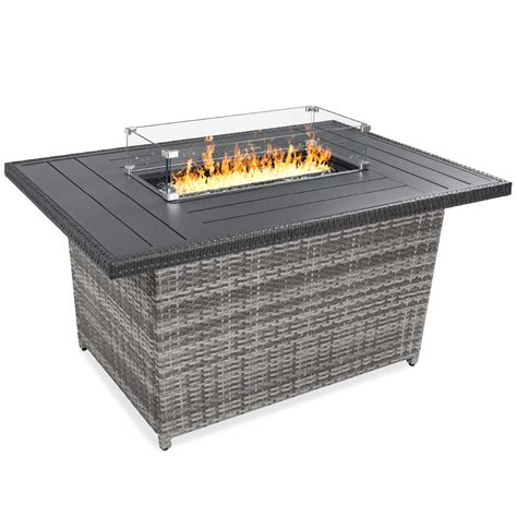 Buy Best Choice Products 52in 50 000 Btu Outdoor Wicker Patio Propane Fire Pit Table W Aluminum