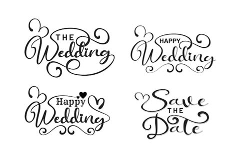 Premium Vector Happy Wedding Lettering Collections
