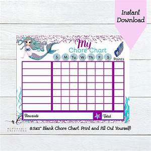 Mermaid Chore Chart Mermaid Reward Chart Instant Download Etsy
