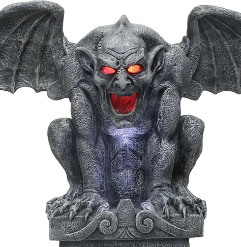 Huge Dimensional Life Size Animated Gothic Faux Stone Rip Gargoyle With