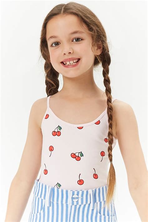 Girls Cherry Graphic Cami Bodysuit Kids Trajes Para Niños Ropa