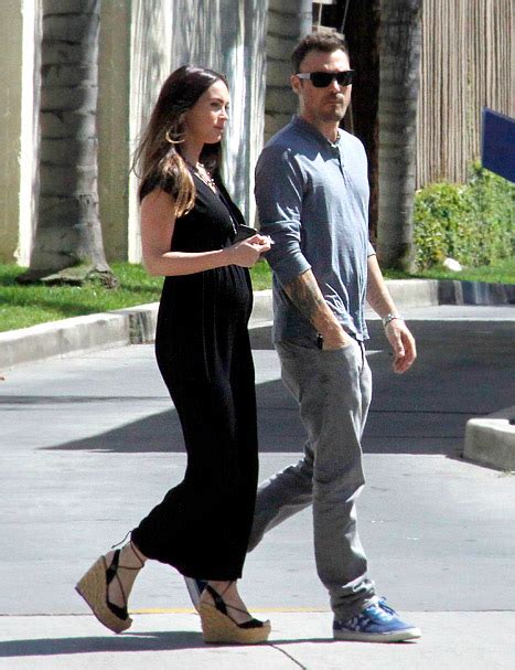 Pregnant Megan Fox Wears Strappy Wedge Heels To Church With Brian