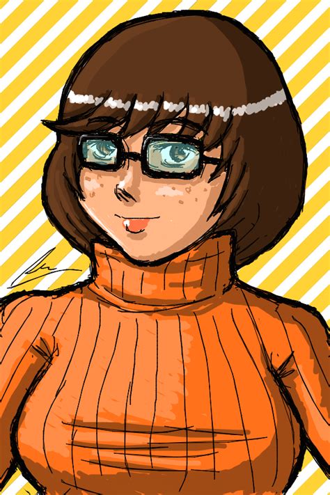 Borockman Velma Dace Dinkley Scooby Doo 1girl Breasts Brown Hair Freckles Glasses Large