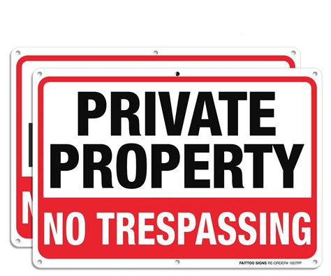 Lot De 2 Panneaux En Métal Private Property No Trespassing 254 X