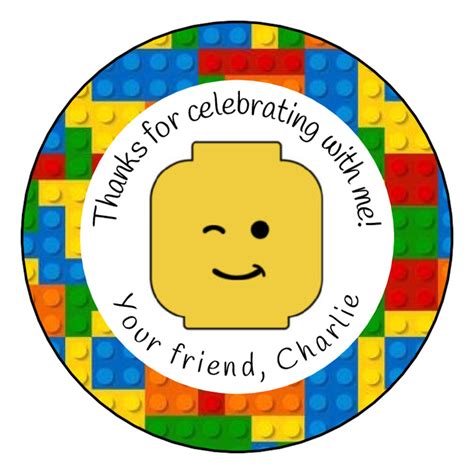 Building Block Lego Personalized Birthday Favor Labels Stickers Printed