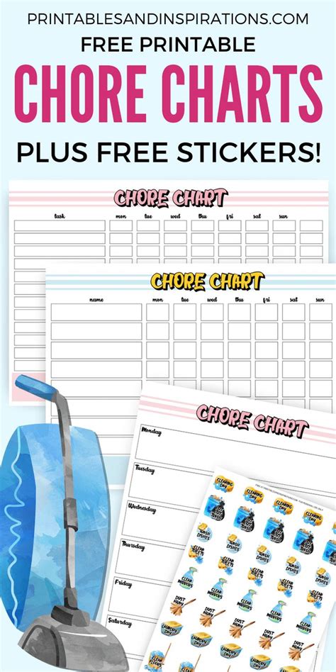 Free Printable Chore Charts And Chore Stickers Printables And