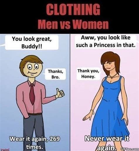Men Vs Women Clothing Funny Women Jokes Men Vs Women Humor Men Vs Women