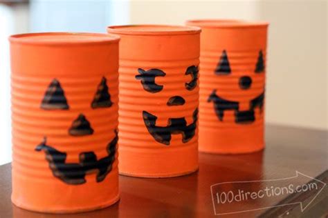 Soup Can Jack O Lanterns Easy Halloween Decorations