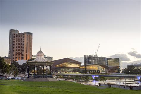 Photo Of The Adelaide Convention Centre Exterior At Dusk Free