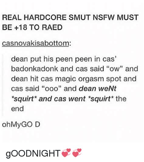 real hardcore smut nsfw must be 18 to raed casnovakisabottom dean put his peen peen in cas