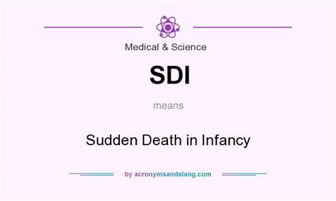 Meaning, pronunciation, synonyms, antonyms, origin, difficulty, usage index and more. SDI - Sudden Death in Infancy in Medical & Science by ...