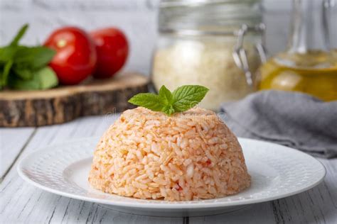 Traditional Delicious Turkish Food Rice Pilaf With Tomatoes Turkish