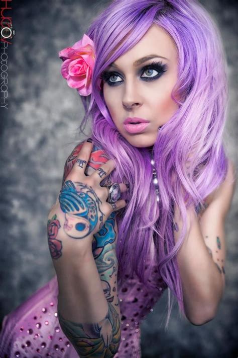 Hot Girl With Purple Hair And Tattoos Extrinitis Tattoos Pintere
