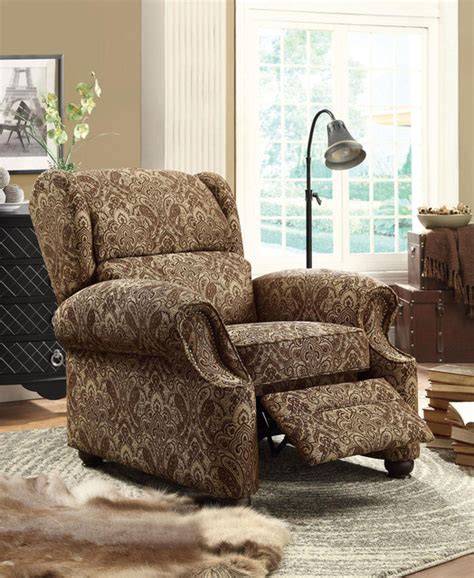 Recliner In Damask Pattern Fabric Traditional Recliner Chairs
