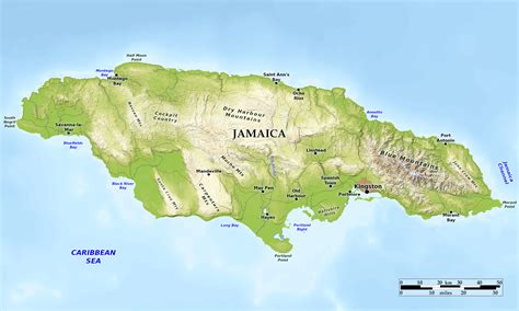 Blue Green Atlas Free Relief Map Of Jamaica