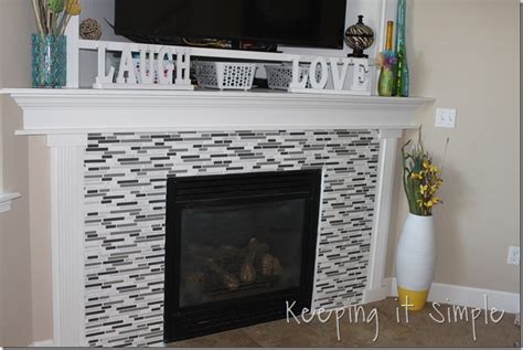 Fireplace Remodel With Mosaic Tiles Keeping It Simple