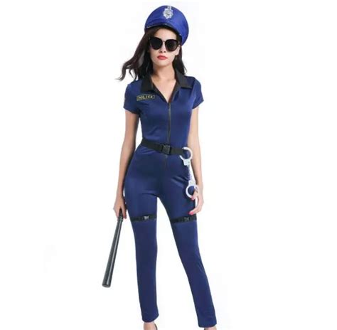 1 Set Sexy Blue Police Costumes Adult Women Halloween Cosplay Cop