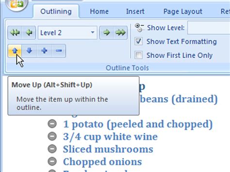 How To Rearrange Topics In Outline View In Word 2007 Dummies