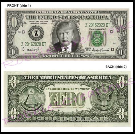 We assume you are converting between dollar bill and dollar bill. 8-DONALD TRUMP U.S. PAPER MONEY ZERO For President-Dollar Bill Bookmark Novelty | eBay