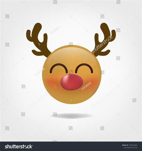 Rednose Reindeer Emoticon Emoji Character Smiley のベクター画像素材（ロイヤリティフリー