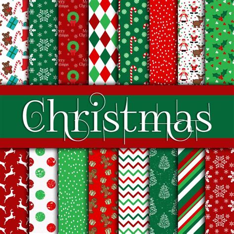 Christmas Digital Paper Red And Green Christmas Backgrounds Etsy