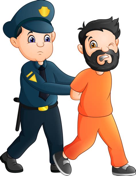 Oficial De Policía De Dibujos Animados Con Un Prisionero 12851818
