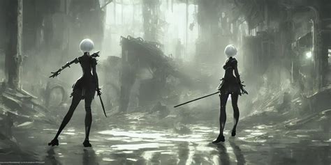 An Environmental Concept Art Of Nier Automata 2 B Stable Diffusion