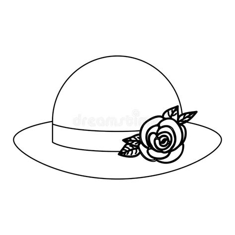 Silhouette Lace Bowler Hat Roses Retro Design Stock Illustration