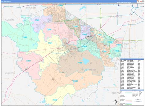 Fort Bend County Tx Wall Map Color Cast Style By Marketmaps