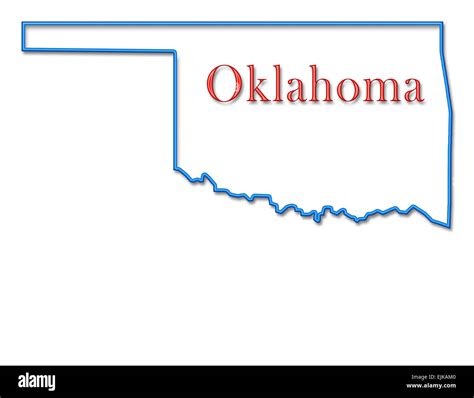 Oklahoma Map With Neon Blue Outline And Red Lettering Stock Photo Alamy