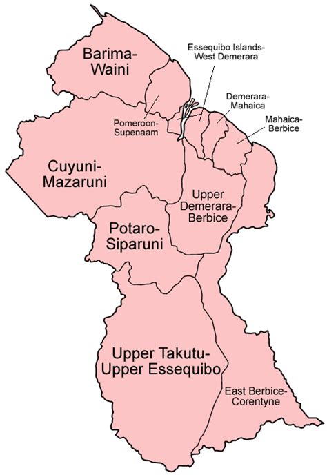 Fileguyana Regions Englishpng Wikimedia Commons