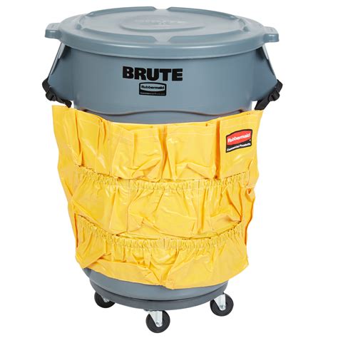 Rubbermaid Brute 44 Gallon Gray Round Trash Can Lid Caddy Bag And