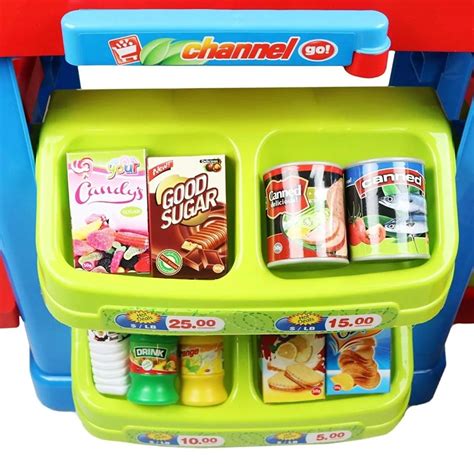 Supermarket Kids Market Stall Toy Shop With Shopping Trolley And Play
