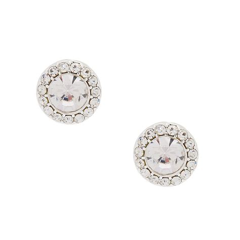 Silver Crystal Stud Earrings Claires Us