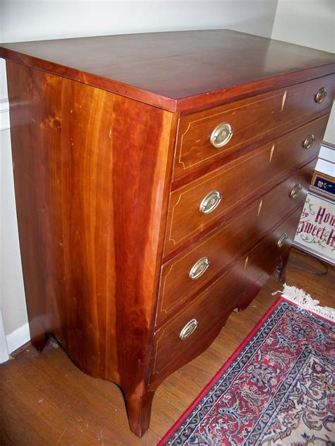 Lot Antique Cherry Inlaid Chest Of Drawers