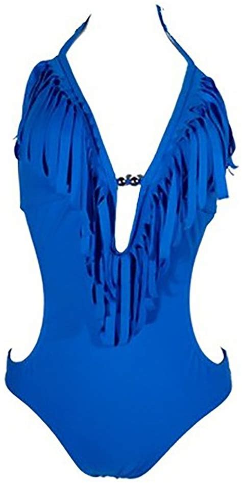 Tobeinstyle Womens One Piece Fringe Design Monokini Swimsuit With Side Cut Out Ebay