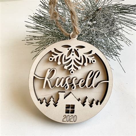 Custom Name Wood Laser Cut Christmas Ornament Personalized Sawdust