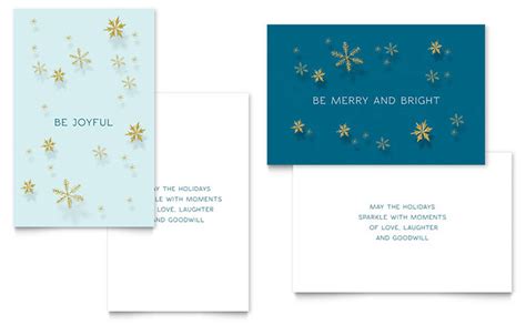 Golden Snowflakes Greeting Card Template Design