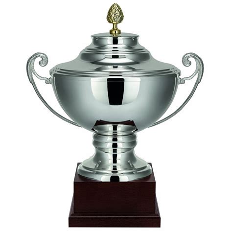 Lidded Silver Trophy Cup On Square Wood Base Awards Trophies Supplier