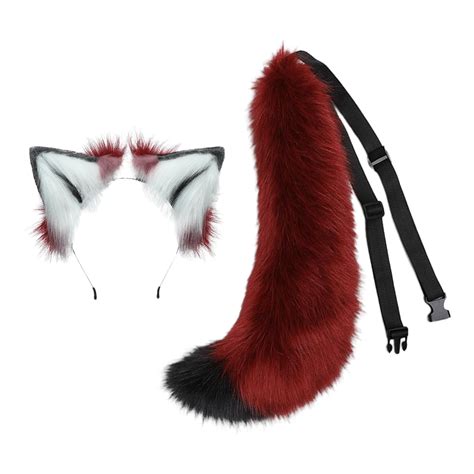 Wolf Ear With Tail Set Cosplay Costume Cute Headband Furry Decor