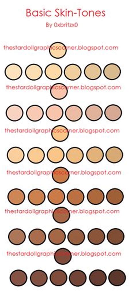 Rgb And Hex Codes For Different Skin And Hair Tones Art