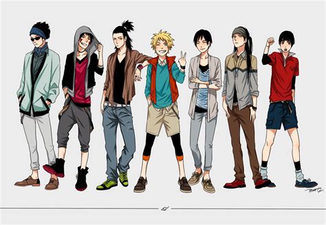 Naruto Boys In Casual And Modern Clothing Fashion Anime Sasusaku