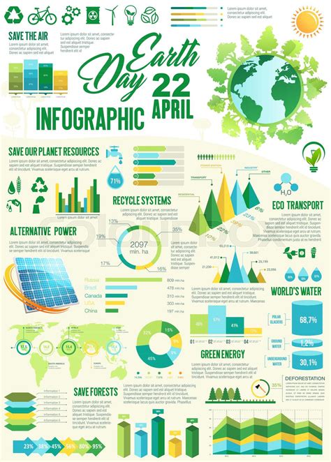 Ecology Protection Infographic Of Earth Day Design Stock Vector
