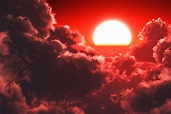 1366x768px | free download | HD wallpaper: red sun with clouds, sky ...