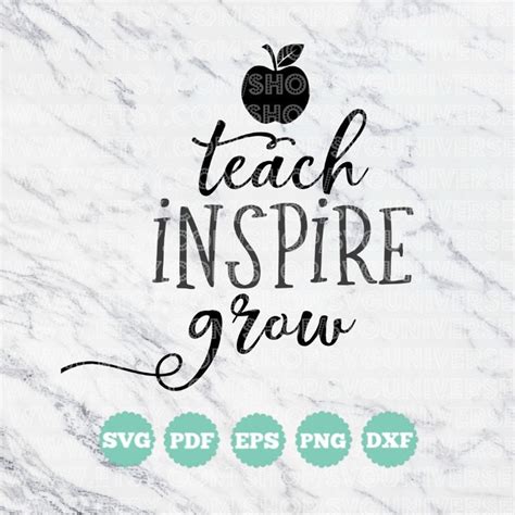 Teach Inspire Grow Teacherback To School Svg Vinyl Etsy